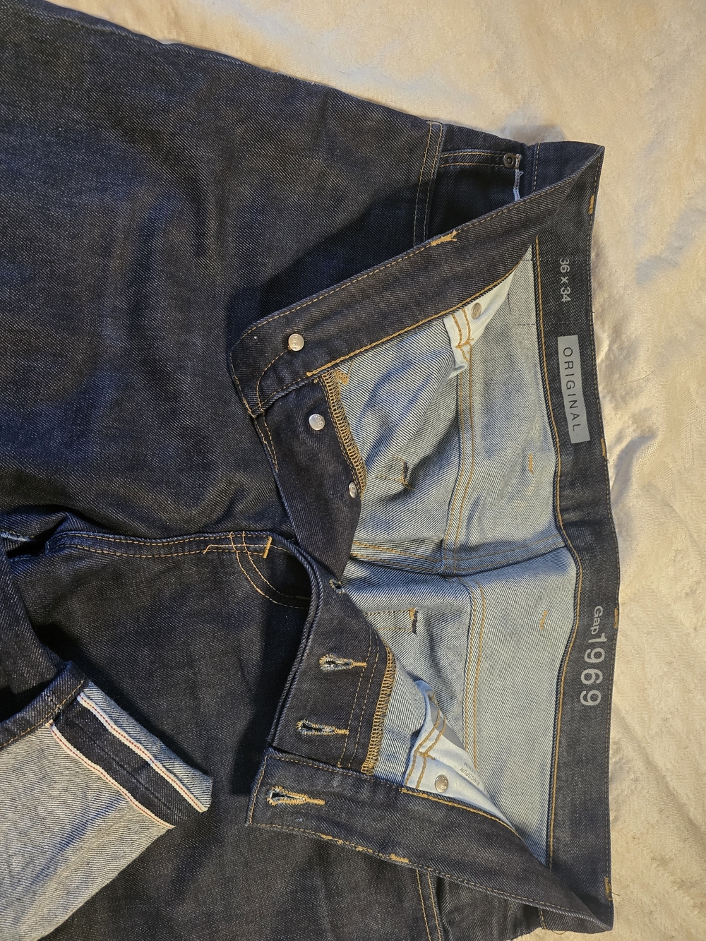 Old Navy Men's Dark Blue Selvedge Denim Jeans